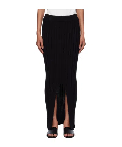 BASERANGE BLACK MACAU MIDI SKIRT