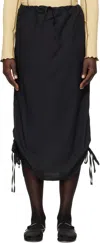 Baserange Black Pictorial Midi Skirt In Black
