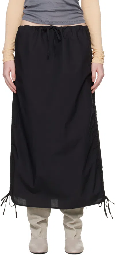 Baserange Black Pictorial Strap Midi Skirt