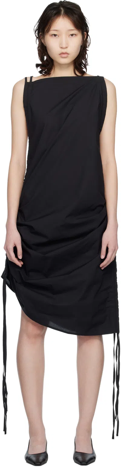 Baserange Black Pictorial Strap Midi Skirt