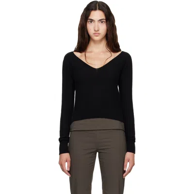 Baserange Black Tier V-neck Sweater