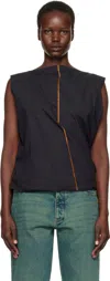 Baserange Black Turn Blouse In Black/yellow