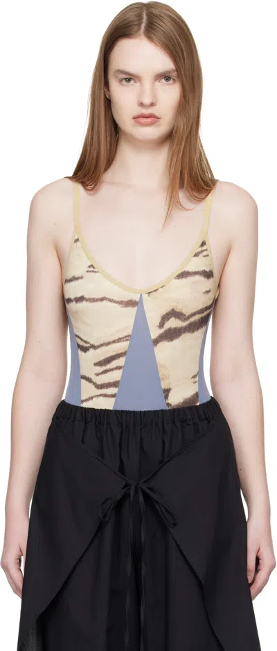 Baserange Blue & Beige Net Bodysuit
