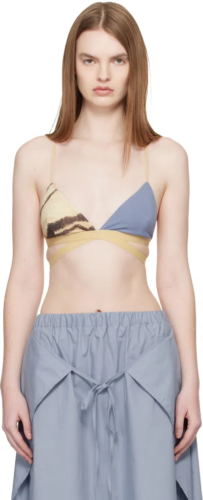 Baserange Blue & Beige Stay Bra In Multi
