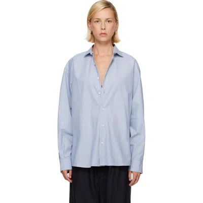 Baserange Blue & White Claude Shirt In Blue Stripe