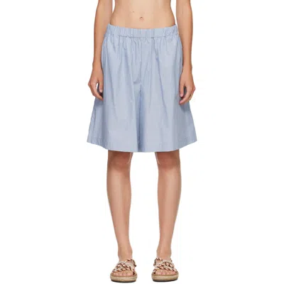 Baserange Blue & White Claude Shorts In Blue Stripe