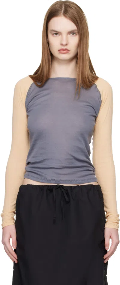 Baserange Blue & Yellow Gene Long Sleeve T-shirt In Gray