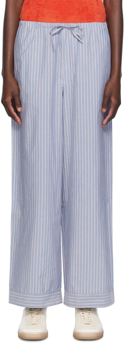 Baserange Striped Cotton-poplin Pants In Red Blue Stripe