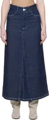 Baserange Belt Loop Midi Skirt In Blue