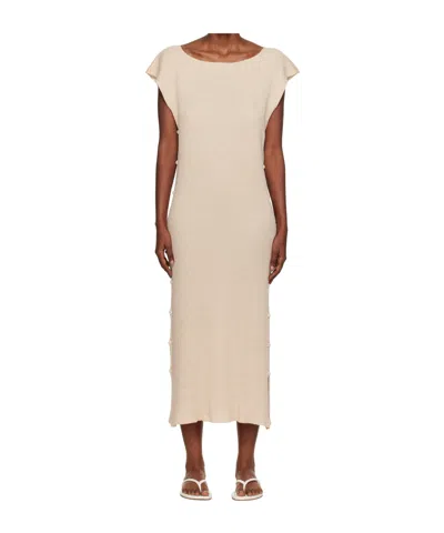 Baserange Boat Neck Knit Dress In Neutral