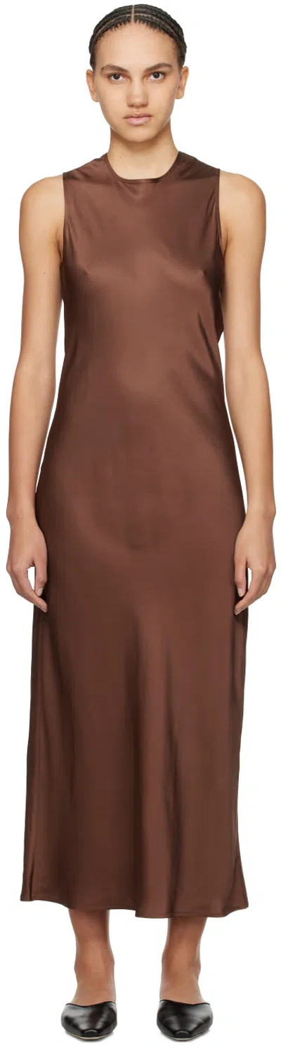 Baserange Brown Dydine Maxi Dress In Dark Brown