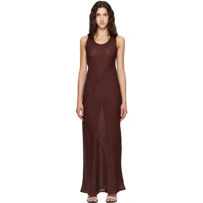 Baserange Brown Lava Maxi Dress In Ama Brown
