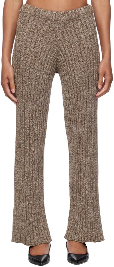 Baserange Brown Maru Lounge Pants In Grey Brown Melange