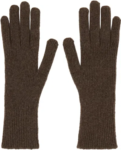 Baserange Brown Ribbed Gloves In Teak Brown
