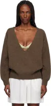 Baserange Brown Soar V-neck Sweater In Brown