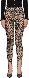 Baserange Brown Sync Leggings In Animal Print