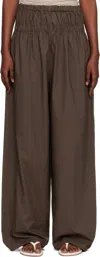 Baserange Elastic Waist Casual Pants In Brown