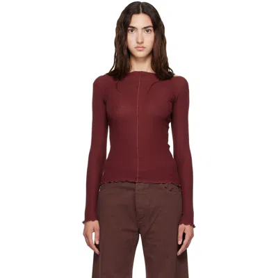 Baserange Burgundy Pama Long Sleeve T-shirt In Nara Red