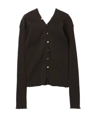 Baserange Button-up Cardigan In Black