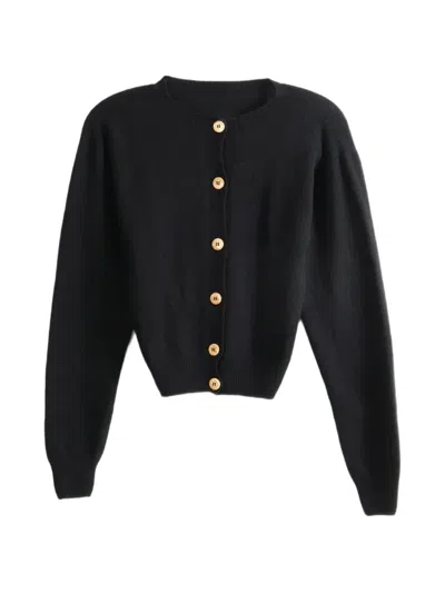 Baserange Button-up Knitted Cardigan In Black
