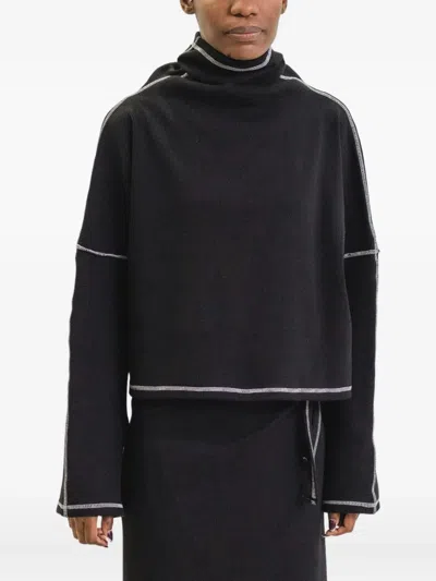 BASERANGE CAMER CONTRAST-STITCH TURTLENECK TOP