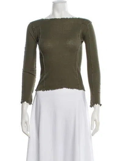 Pre-owned Baserange Cashmere Bateau Neckline Top In Green