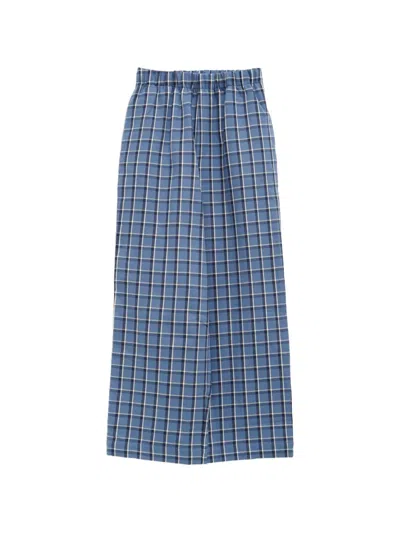 Baserange Claude Plaid Wide-leg Trousers In Blue