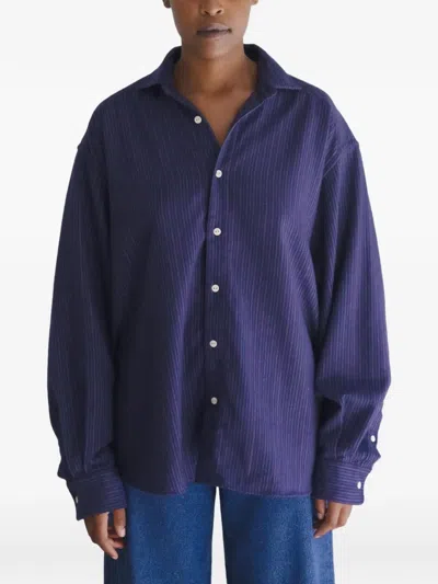 Baserange Claude Striped-pattern Shirt In Purple