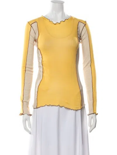 Pre-owned Baserange Colorblock Pattern Scoop Neck Top In Neutrals