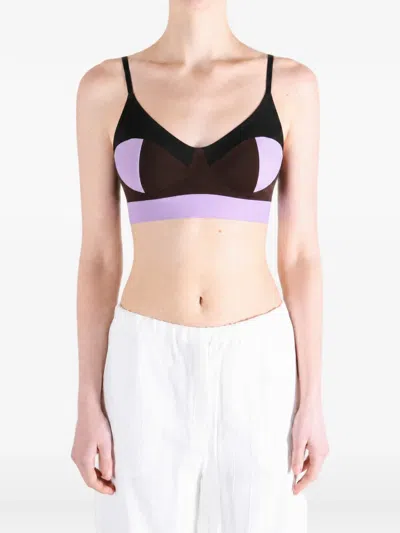 Baserange Colour-block Triangle Bra Top In Black