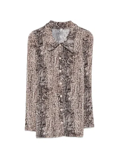 Baserange Cosme Snakes-pattern Shirt In Brown
