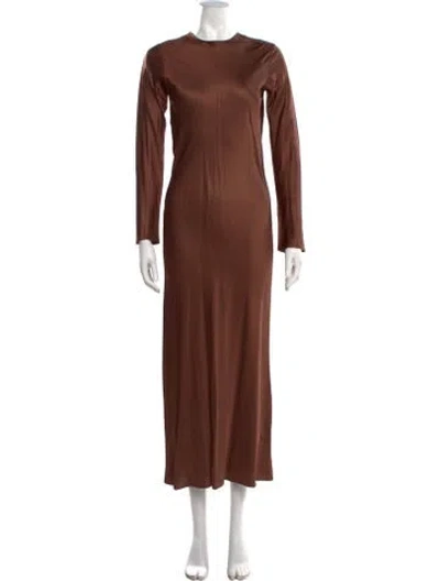 Pre-owned Baserange Crew Neck Long Dress In Brown