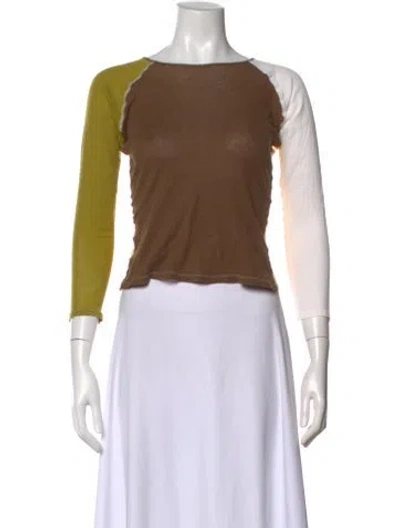 Pre-owned Baserange Crew Neck Long Sleeve Top In Brown