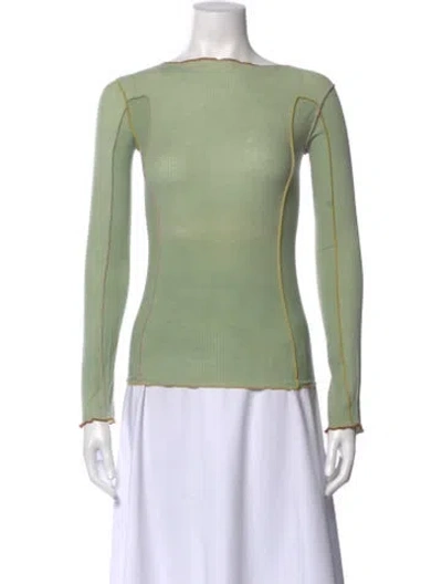 Pre-owned Baserange Crew Neck Long Sleeve Top In Green