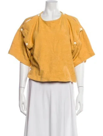 Pre-owned Baserange Crew Neck Short Sleeve Top In Yellow