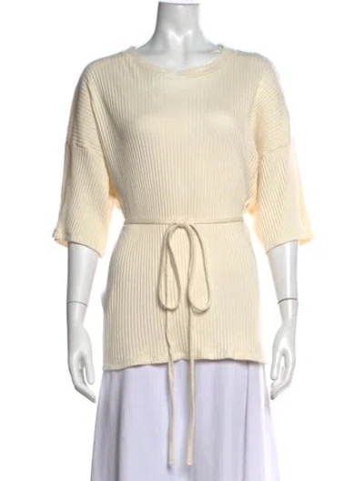 Pre-owned Baserange Crew Neck Three-quarter Sleeve Top In Neutrals