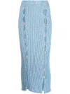 Baserange Cut-out Organic Cotton Midi Skirt In Blue
