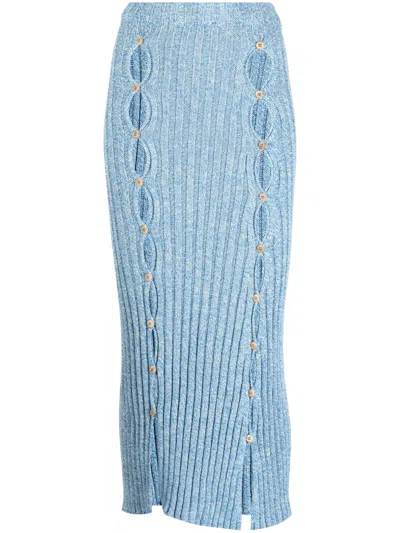 Baserange Cut-out Organic Cotton Midi Skirt In Blue