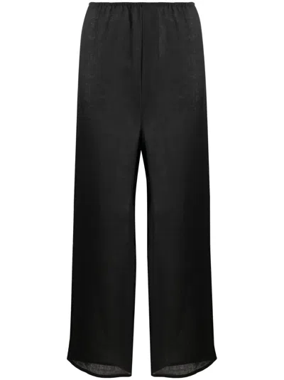 Baserange Domond Wide-leg Linen Trousers In Black