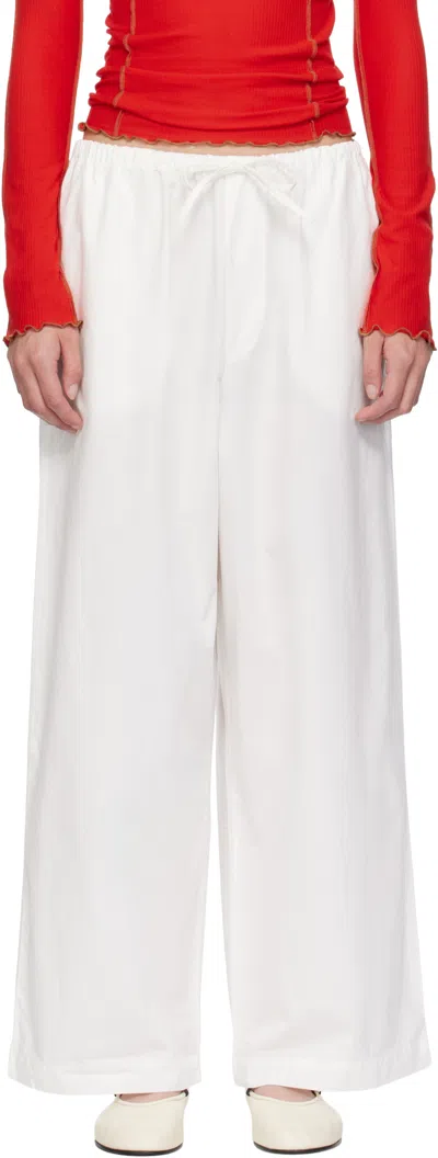 Baserange Drawstring Straight Trousers In White