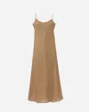 Baserange U-neck Sleeveless Linen Midi Dress In Brown