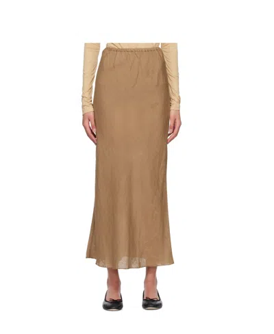 Baserange Dydine Linen Maxi Skirt In Brown