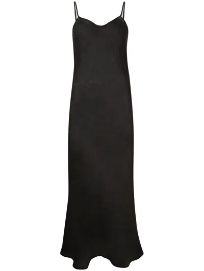 Baserange Woman Maxi Dress Black Size M Linen