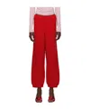 Baserange Elastic Waist Casual Pants In Red