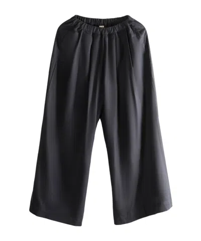 Baserange Elastic Waist Casual Pants In Black
