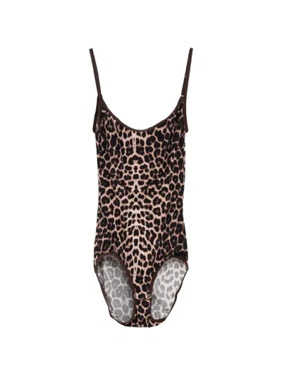 Baserange Emily Leopard-print Bodysuit In Brown
