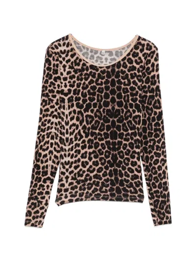 Baserange Emily Leopard-print Long-sleeve Top In Neutrals