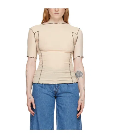 Baserange Exposed-seams Ribbed T-shirt In Kano Pink