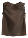 Baserange Gathered-sleeve Top In Brown