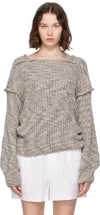 Baserange Square Neck Long Sleeve Sweater In Metallic